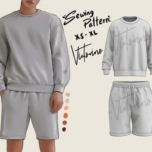 Unisex Oversize Sweatshirt Diver Sweatshirt and sweatshorts PDF Sewing Pattern Sizes XS/S/M/L/XL