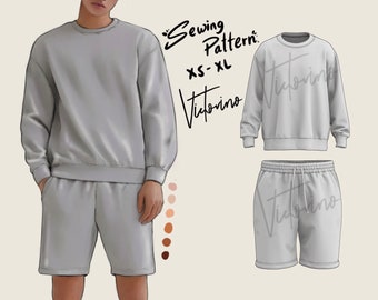 Unisex Oversize Sweatshirt Diver Sweatshirt and sweatshorts PDF Sewing Pattern Sizes XS/S/M/L/XL