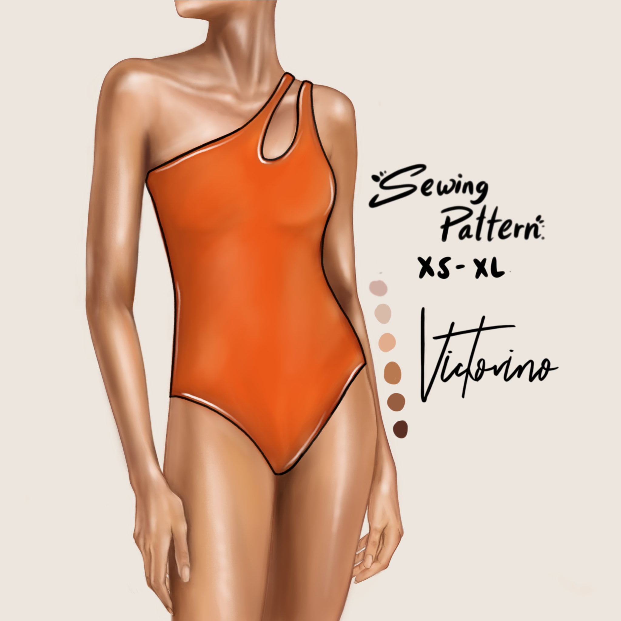 PDF Sewing Pattern Bodysuit off Shoulder One Piece Swimsuit / Cut-out One  Shoulder One Piece Swimsuit -  Canada
