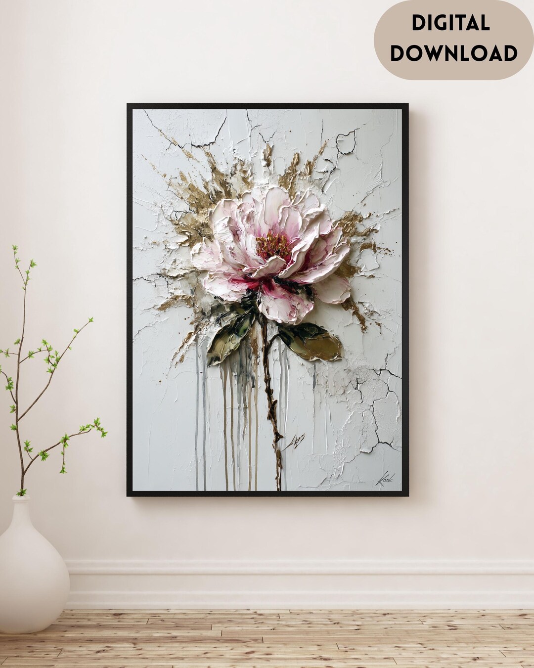 Azalea Print (azalea) | A2 Printable Wall Art | Textured Impasto Floral ...