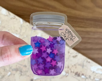 Wish Jar Sticker: Purple Potion with Stars, Waterproof Vinyl Sticker