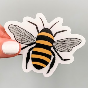 Pegatina de abejorro // Pegatina de vinilo de abeja, pegatina de abeja para portátil, pegatina para botella de agua, calcomanía de vinilo de abejorro, ilustración de abeja