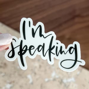 i’m speaking kamala harris sticker for laptop, election 2024 president harris waterproof sticker, women empowerment feminist gift for her
