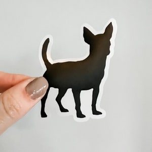 chihuahua sticker for water bottle, chihuahua silhouette sticker, transparent vinyl chihuahua car sticker, car window chihuahua car decal