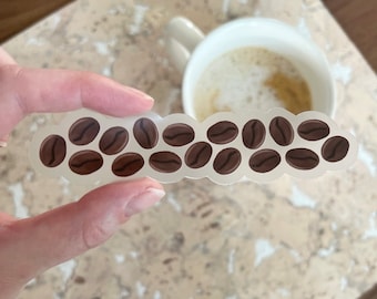 coffee bean sticker for water bottle, transparent coffee bean waterproof sticker, clear coffee bean vinyl sticker, gift for coffee lover
