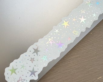 Holographic Star Wraparound Sticker: Waterproof Long Vinyl Sticker