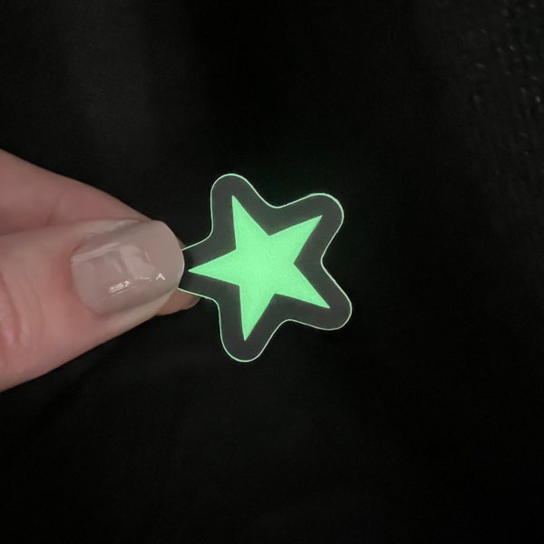 Mini waterproof glow in the dark star sticker, little glow in the dark sticker, tiny filler sticker for water bottle, mini star sticker