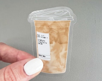 iced latte sticker, waterproof iced coffee sticker for water bottle, coffee gift for her, vanilla latte sticker, gift for coffee lover