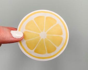 Lemon slice sticker, waterproof lemon sticker, box of sunshine idea, lemon watercolor vinyl sticker, yellow sticker for water bottle