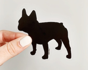 Französische Bulldogge Silhouette Aufkleber: wasserfester, durchsichtiger Frenchie-Aufkleber