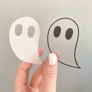 transparent ghost sticker, clear cute ghost laptop sticker, transparent vinyl ghost sticker, cute spooky gift for friend, clear ghost decal