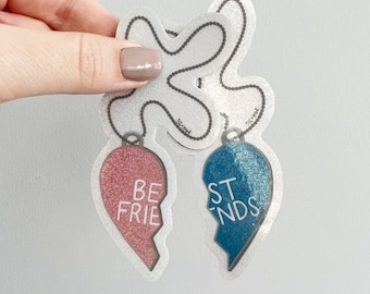 90s best friend necklace glitter sticker set: y2k nostalgia waterproof stickers