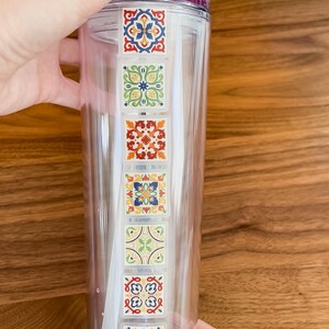 bunte mediterrane Fliesen Mini-Aufkleber, wasserdichte portugiesische Azulejos-Fliesenfüller Aufkleber für Wasserflasche, marokkanische Fliesenaufkleber Bild 2