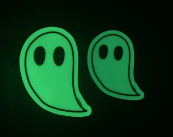 Glow in the dark ghost sticker, spooky cute ghost sticker, glow in the dark sticker for laptop, decal, ghost vinyl sticker for stanley