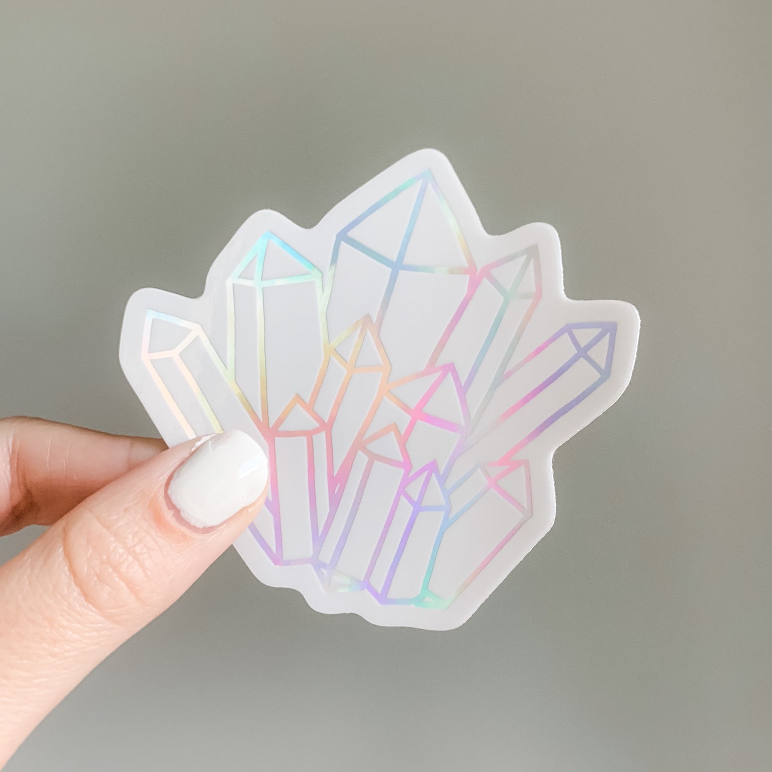 Crystal Light Sticker Holographic Crystal Cluster Sticker, Waterproof Vinyl Sticker Holo and ...