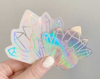 holographic crystal sticker / holographic decal, crystal holo sticker, holographic witchy sticker, magic decal, vinyl sticker for hydroflask