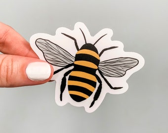 bumblebee sticker // bee vinyl sticker, bee laptop sticker for macbook, sticker for water bottle, bumblebee vinyl decal, bee illustration