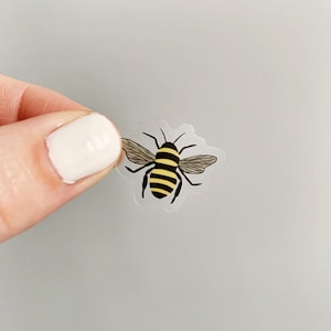 mini bee sticker, bumblebee tiny sticker, transparent mini sticker, clear bee small waterproof sticker, tiny bumblebee clear filler sticker