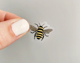 Mini bee sticker, bumblebee tiny sticker, transparent mini sticker, clear bee small waterproof sticker, tiny bumblebee clear filler sticker