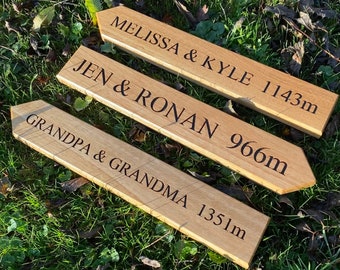 Personalised Engraved Oak Finger Signs / Signposts