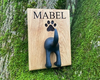 Personalised Oak Dog Lead Holder