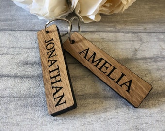 Solid Oak Personalised Key Ring