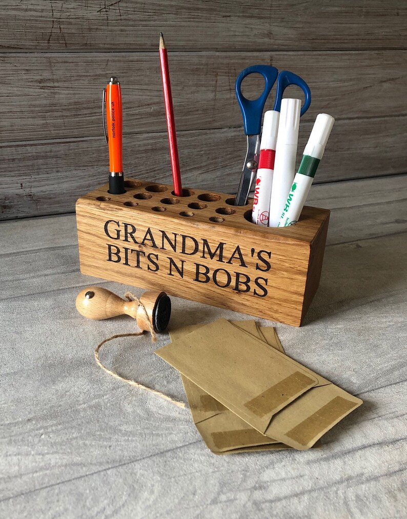 Personalised Engraved Oak Make up Brush Holder / Organiser Etsy UK