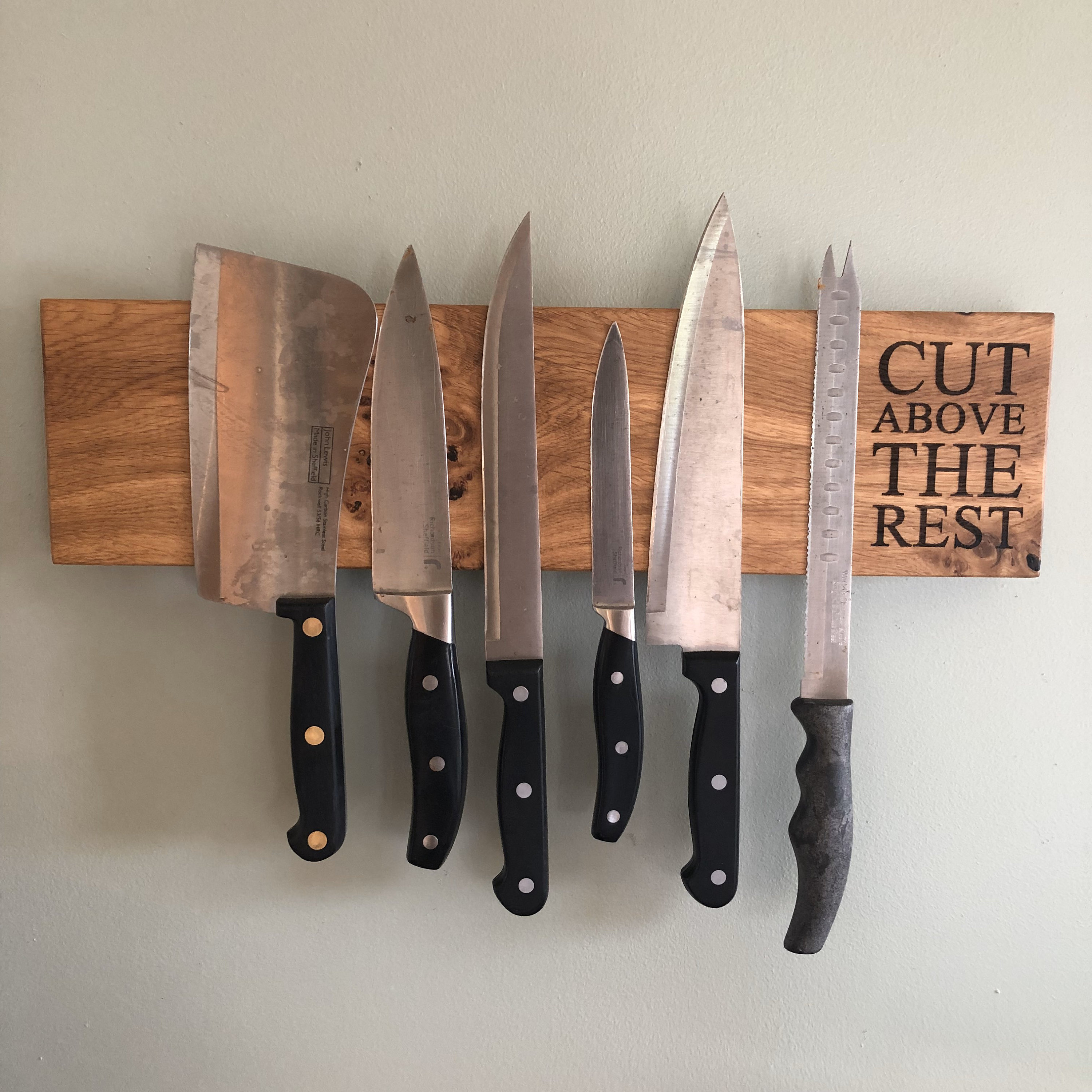 Personalised Magnetic Oak Knife Rack