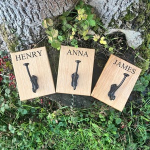 Single Personalised Engraved Oak Coat Hook