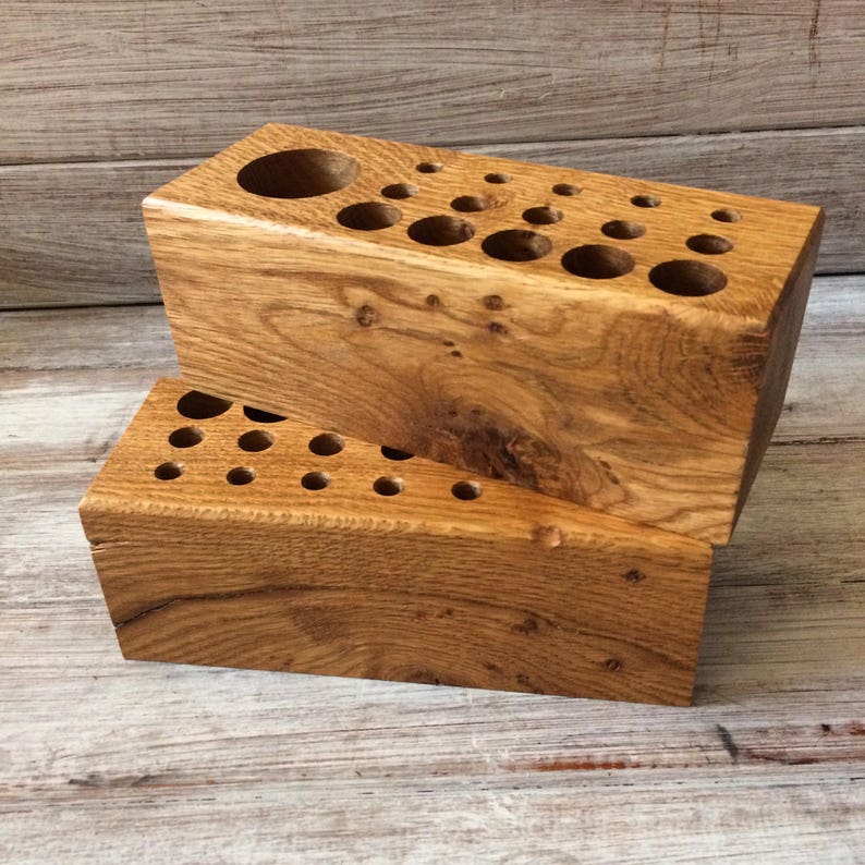 Personalised Engraved Oak Make up Brush Holder / Organiser Etsy UK