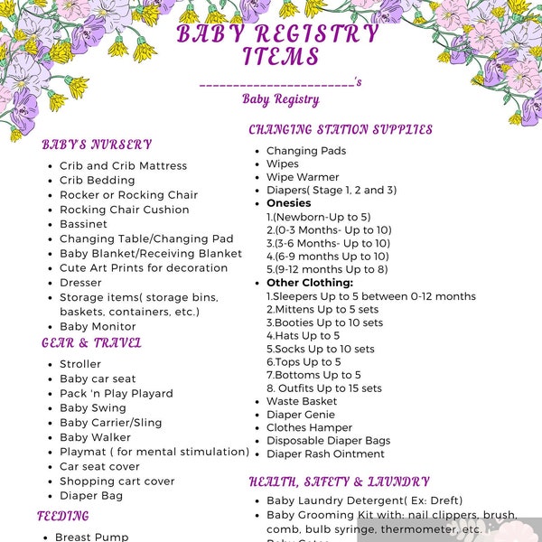 Baby Registry Etsy
