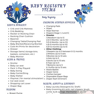 Baby Registry List-Purple Flowers
