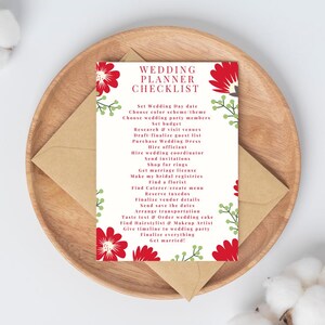 Simple Wedding Checklist Planner Red