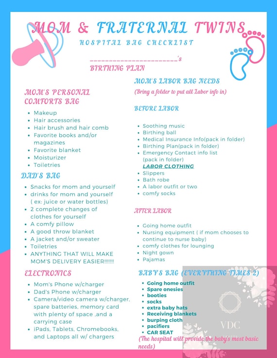 Hospital Bag Checklist for Mom and Baby