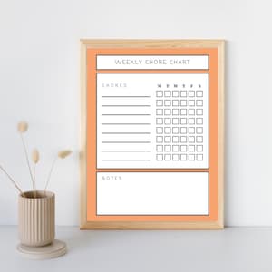 Weekly Chore Chart Orange