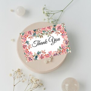 ピンク色の花柄サンキューカード
