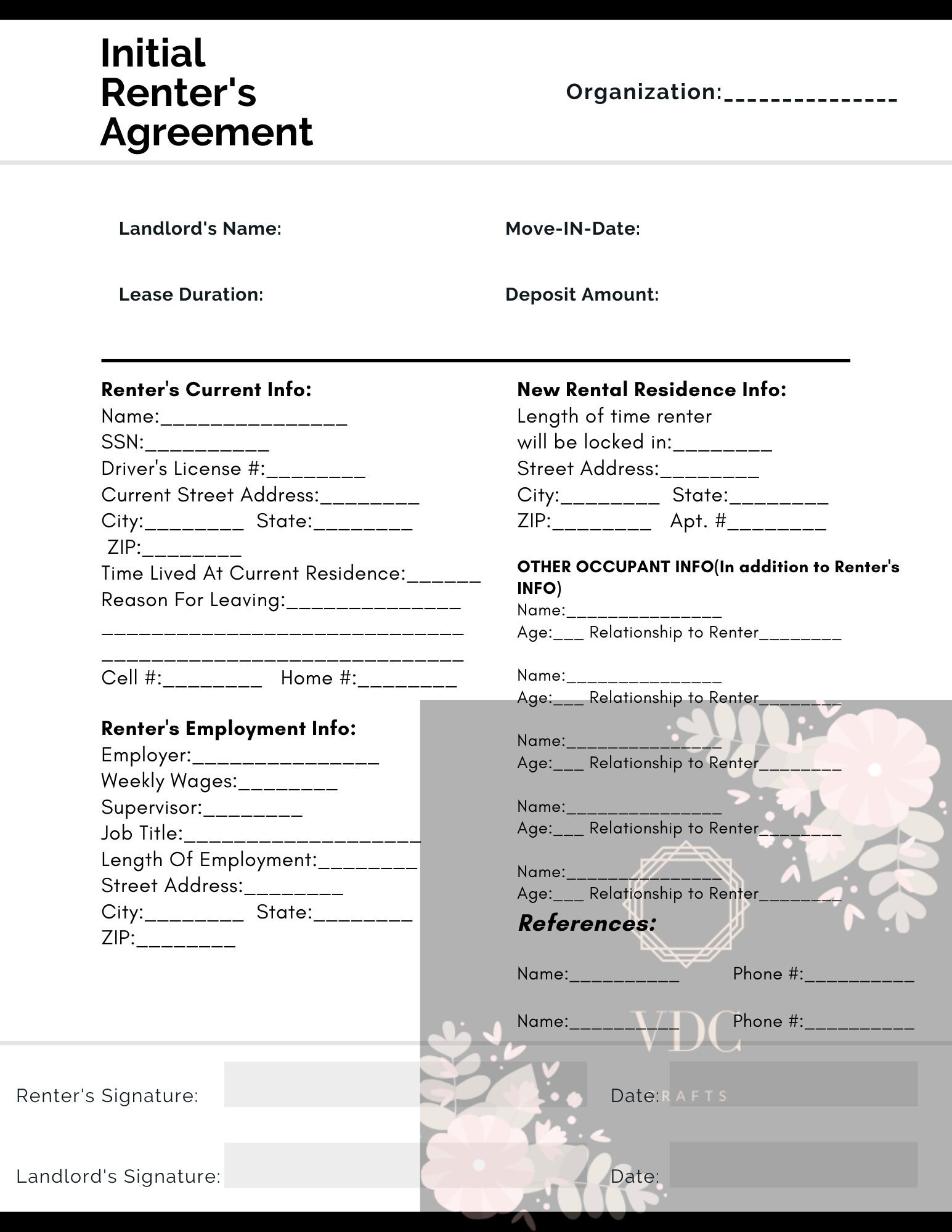 Renter's Agreement - Etsy