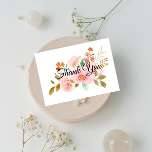 ピンクの花柄サンキューカード