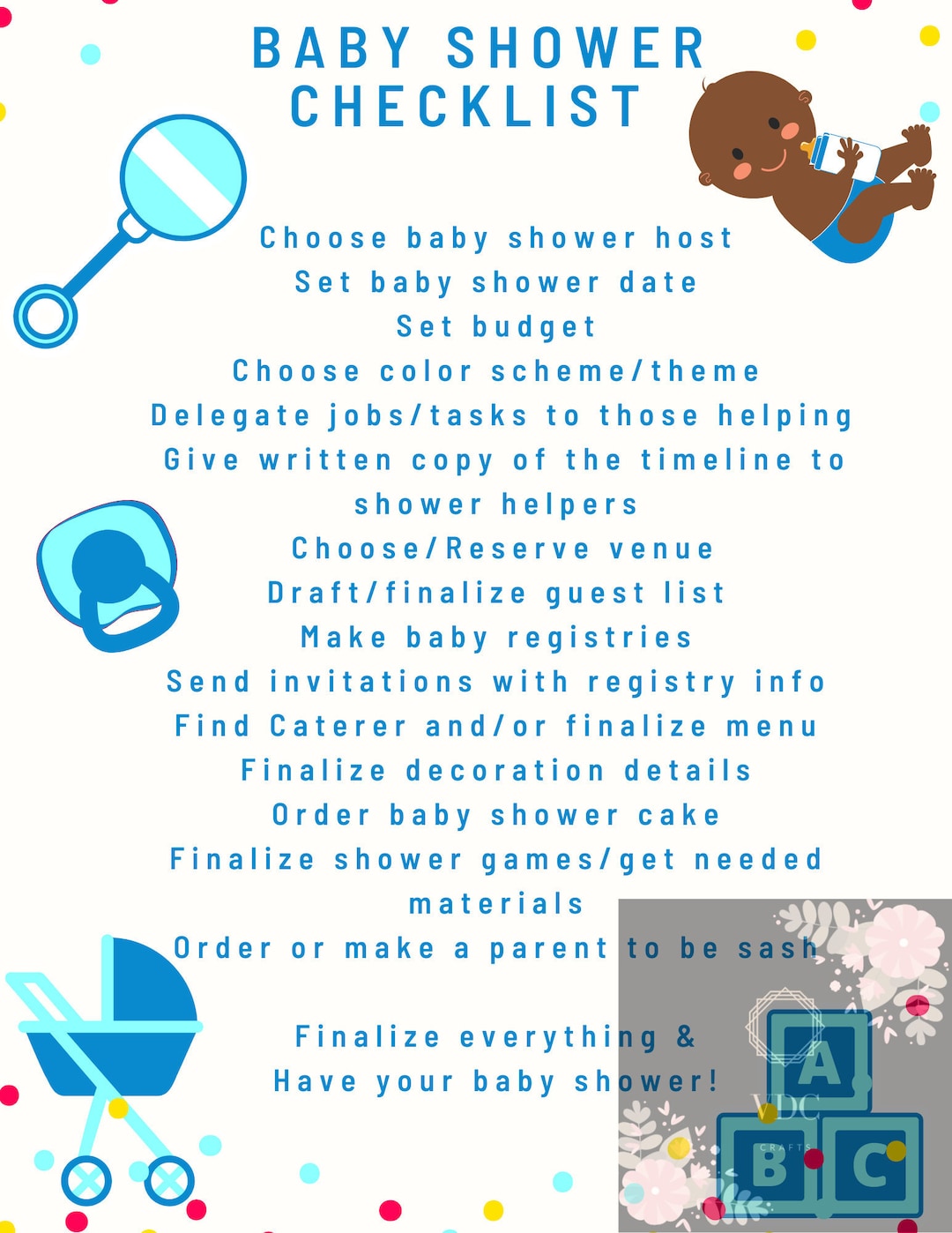 Baby Shower Checklist Boy Etsy
