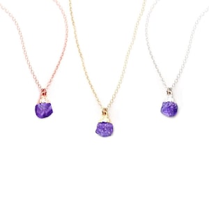 Dainty Amethyst Pendant Necklace, Birthstone Necklace, Raw Amethyst Necklace, Healing Crystal Necklace, Pendant Necklace, Gift for Her