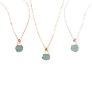 Dainty Aquamarine Pendant Necklace, Birthstone Necklace, Raw Aquamarine Necklace, Healing Crystal Necklace, Pendant Necklace, Gift for Her
