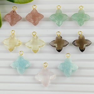 Clover Shape Gemstone Necklace Pendants Gold Vermeil 925 Sterling Silver Clover Shape Handmade Four Leaf Pendants Jewelry Making Charms 1PC