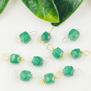 Natural Green Strawberry Cube Charm Pendant - Quartz Gemstone Charm - Sterling Silver Pendant- Necklace Women Charm - Selling Per Piece