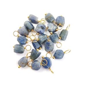 Sapphire Raw Pendant - Gold Plated Wire Wrapped Charm - September Birthstone Pendant - Raw Stone Charm - Raw Crystal Healing Pendant