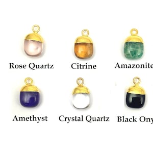 2 Pcs Gemstone Gold Electroplated Smooth Tumble Charm - Tumble Pendants