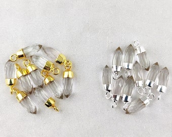 Clear Quartz Faceted Spike Pendant - Clear Quartz Bullet Spike Point Charms - Tiny Spike Pendant - Gemstone Point Pendant - Stone Pendant