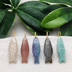Gemstone Artisan Fish Pendant/Unique Fish Pendant/Hand Carving Crystal Pendant/Healing Stone Pendant/Animal Totem Beads/Sell Individually