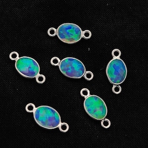 Dije de ópalo sintético/Colgante de ópalo de fuego múltiple/Dije de plata esterlina/Conector de doble bucle/Para fabricación de joyas/Venta individual