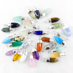 Tiny Spike Pendant, Silver Plated Gemstone Point Spike Pendant, Eliminated Point Charms, Silver Pendant Necklace Healing Crystal Point Charm
