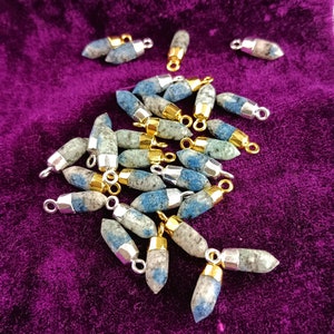 Azurite Jasper Faceted Spike Pendant - K2 Jasper Bullet Spike Point Charms - Tiny Spike Pendant - Gemstone Point Pendant - Stone Pendant